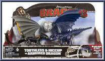 Toothless & Hiccup vs Armored Dragon (Blue) from Dragons - Action Dragons manufactured by Spinmaster [Front]