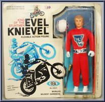 Evel Knievel (Red Suit, Helmet A) from Evel Knievel - Basic Series manufactured by Ideal [Front]