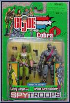 Lady Jaye vs. Iron Grenadier from G.I. Joe vs. Cobra - Spy Troops manufactured by Hasbro [Front]
