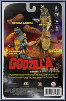 Series 3 (Burning Godzilla / Rodan / Megalon / Mothra Larvae) from Godzilla - Minimates manufactured by Diamond Select [Back]