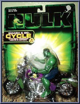 Hulk with Motorcycle from Hulk - Motion Picture - Smash 'N Go's manufactured by Toy Biz [Front]
