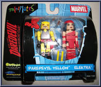 Daredevil (Yellow) / Elektra (Red) from Marvel Minimates - Wave  1 manufactured by Diamond Select [Front]
