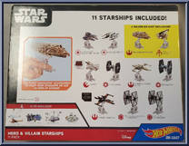 Hero & Villain Starships 11-Pack from Star Wars - Hot Wheels Starships - Box Sets manufactured by Mattel [Back]