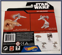 Sith Infiltrator from Star Wars - Hot Wheels Starships - Black Card / White Letters manufactured by Mattel [Back]