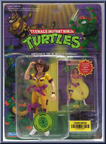 April (Yellow and Purple) [Reissue] from Teenage Mutant Ninja Turtles - 1994 - Basic Figures (with Cards) manufactured by Playmates [Front]
