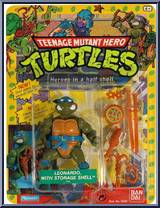 Leonardo (with Storage Shell) from Teenage Mutant Ninja Turtles - Storage Shell Turtles manufactured by Playmates [Front]