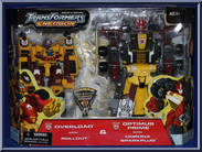 Overload with Rollout / Optimus Prime with Corona Sparkplug from Transformers - Energon - Exclusives manufactured by Hasbro [Front]