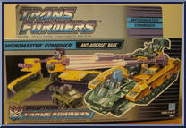 Anti-Aircraft Base (with Blackout and Spaceshot) from Transformers - Micromasters - Micromaster Combiner Bases manufactured by Hasbro [Front]