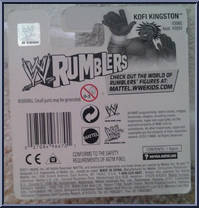 Kofi Kingston (Yellow Trunks) from WWE Rumblers - Basic Series manufactured by Mattel [Back]