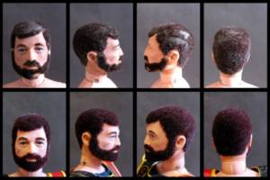 Action Man Space Ranger Commando (Beard) (Action Man) Custom Action Figure [top row of images is the original flocked hair & the bottom row are the new re-flocked hair]