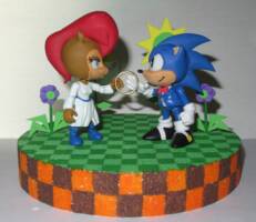 SATAM wedding cake topper (Sonic) Custom Diorama / Playset