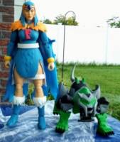 The Blue Falconress & Cyber Tooth (female Blue Falcon w/ cybernetic cat) (Space Ghost) Custom Action Figure