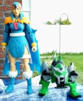 The Blue Falconress & Cyber Tooth (female Blue Falcon w/ cybernetic cat) (Space Ghost) Custom Action Figure