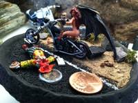 Sophie the Succubus VS Killer Clown (with Female Victim) (Original) Custom Miniature / Figurine