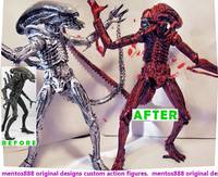 360 Degree Video!  White Sketched Xenomorph Alien Warrior (Aliens) Custom Action Figure