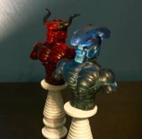 Red Rocker Vs. Blue Bomber (Hack / Slash) Custom Statue / Bust