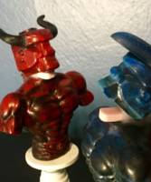 Red Rocker Vs. Blue Bomber (Hack / Slash) Custom Statue / Bust [Dispensing]