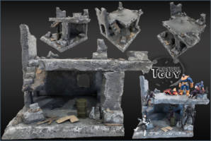 Custom War Distressed Building - TG-D001 (Marvel Universe) Custom Diorama / Playset